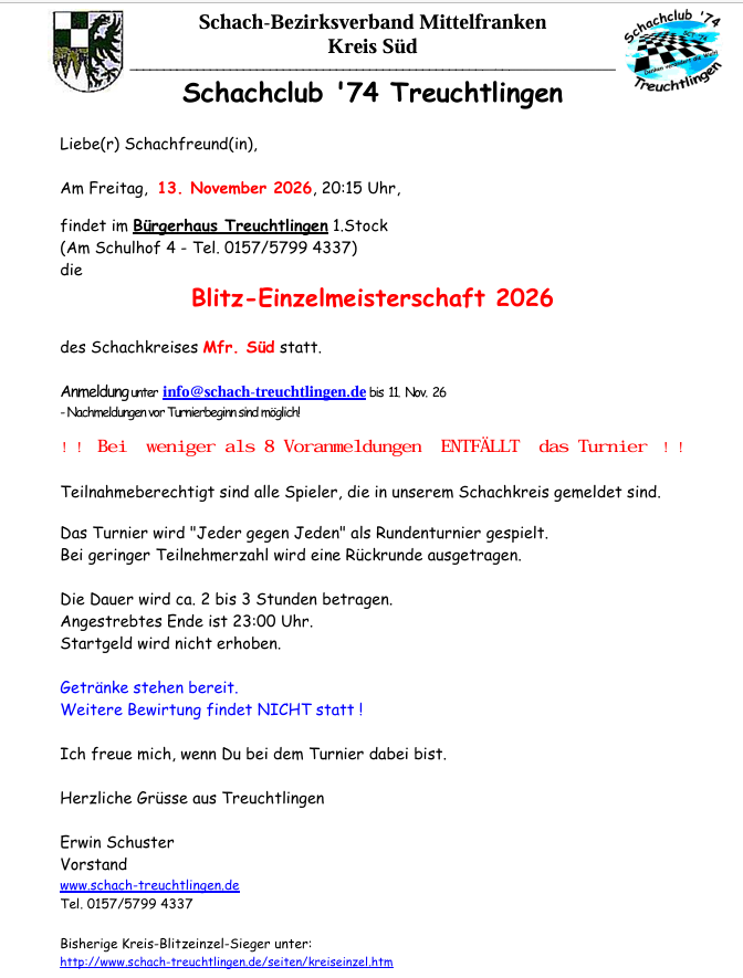 Einladung Kreisbltz-EM 2026